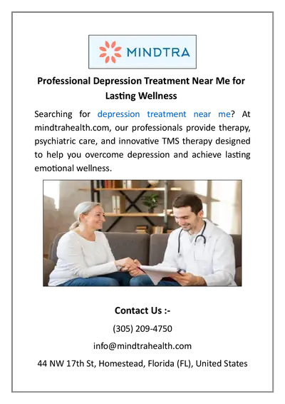 Professional Depression Treatment Near Me for Lasting Wellness