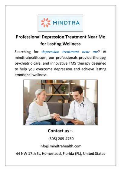 Professional Depression Treatment Near Me for Lasting Wellness