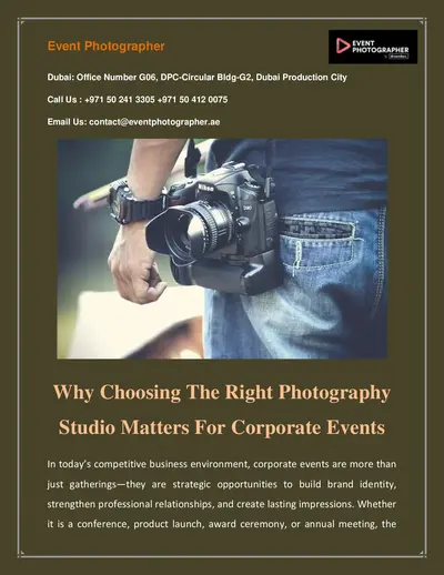 Why Choosing The Right Photography Studio Matters For Corporate Events