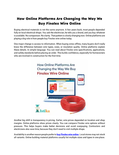How Online Platforms Are Changing the Way We Buy Finolex Wire Online