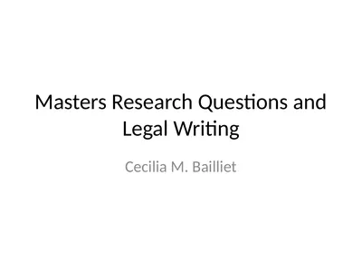 Masters Research Questions and Legal Writing
