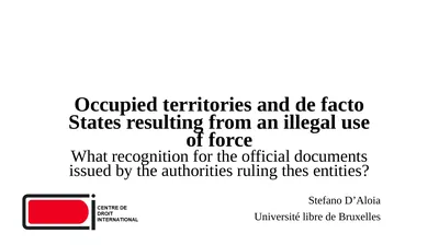 Occupied territories and de facto States resulting