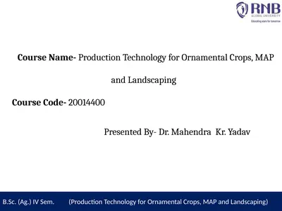 Course Name- Production Technology for Ornamental