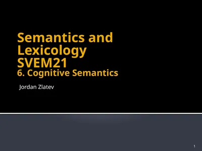 Semantics and Lexicology SVEM21 6. Cognitive