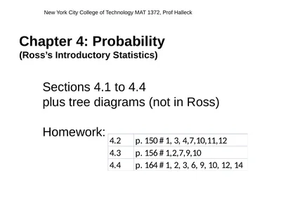 Chapter 4: Probability (Ross’s Introductory