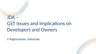 JDA – GST Issues and Implications on Developers