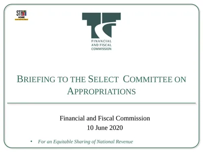 Briefing to the Select Committee on Appropriations
