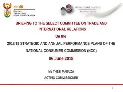 1 BRIEFING TO THE SELECT COMMITTEE ON TRADE AND