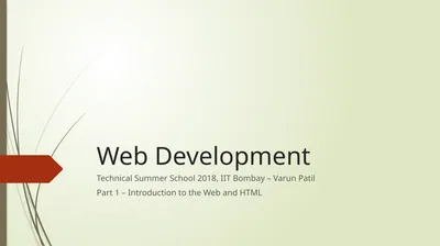 Web Development Technical Summer School 2018, IIT