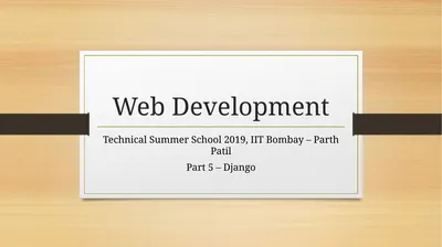 Web Development Technical Summer School 2019, IIT