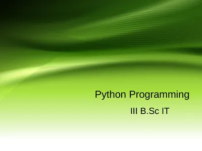 Python Programming III B.Sc IT Introduction Python
