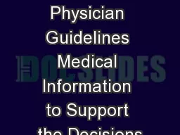 TUE Physician Guidelines Medical Information to Support the Decisions