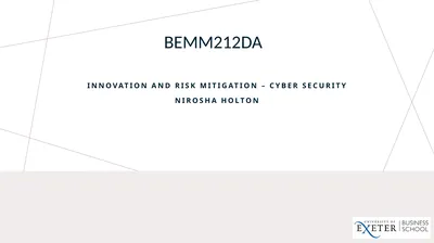 BEMM212DA Innovation and Risk mitigation – Cyber