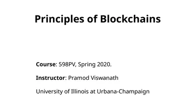 Principles of Blockchains Course: 598PV, Spring