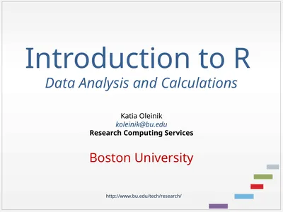 Introduction to R Data Analysis and Calculations