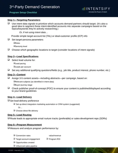 3rd-Party Demand Generation Program Setup