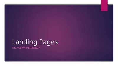 Landing Pages The Web marketing Guy What is a