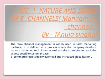 The term channel management is widely used in