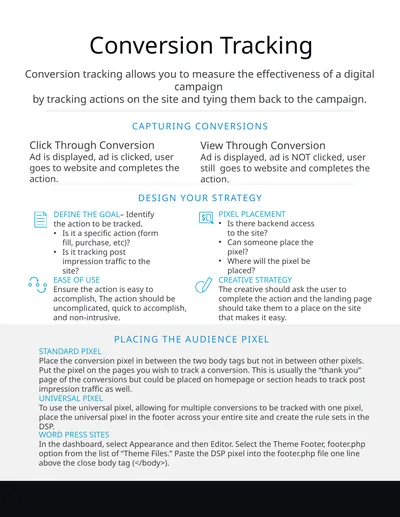 Conversion Tracking Conversion tracking allows you