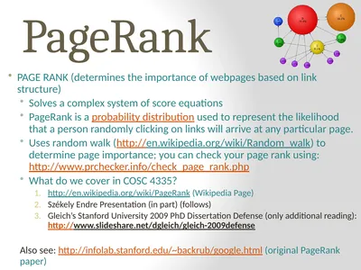 PageRank PAGE RANK (determines the importance of
