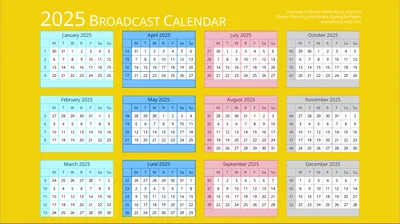 2025 Broadcast Calendar Courtesy of Bionic