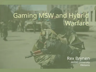 Rex Brynen McGill University PAXsims Gaming MSW