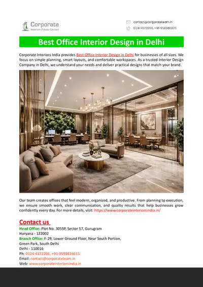 Best Office Interior Design in Delhi