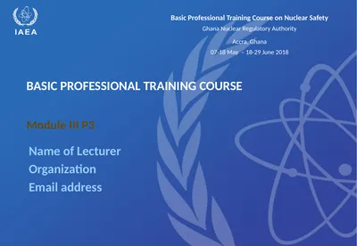 BASIC PROFESSIONAL TRAINING COURSE Module III P3