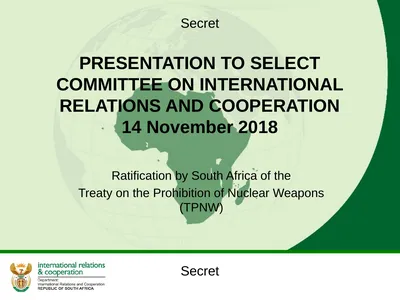 Presentation to SELECT committee on international