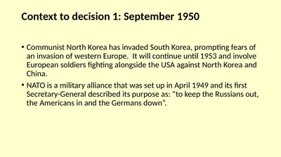 Context to decision 1: September 1950 Communist