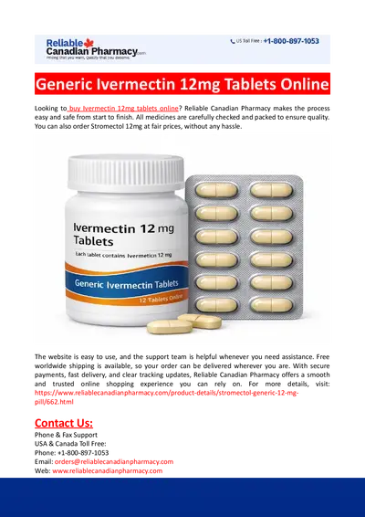 Generic Ivermectin 12mg Tablets Online