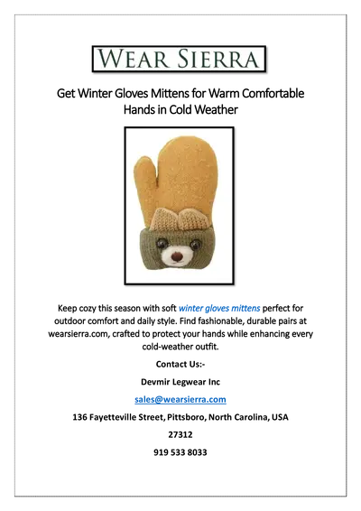 Get Winter Gloves Mittens for Warm Comfortable Hands in Cold Weather