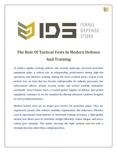 The Role Of Tactical Vests In Modern Defense And Training