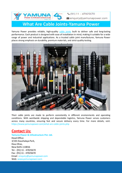 What Are Cable Joints-Yamuna Power