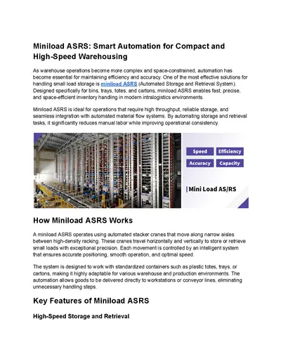 Miniload ASRS  | Daifuku Intralogistics