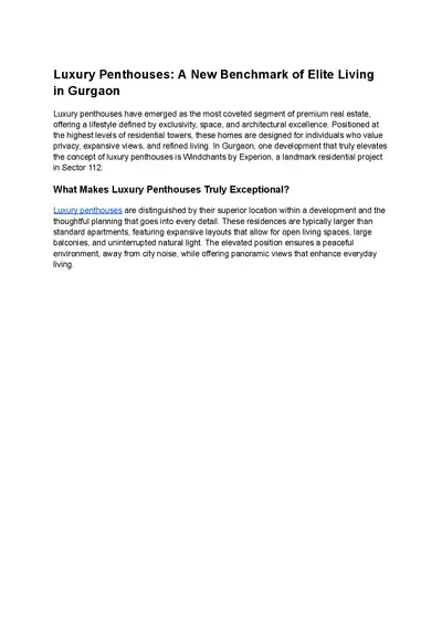 Luxury Penthouses  | Experion