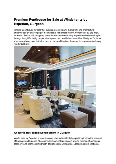 Penthouse For Sale  | Experion