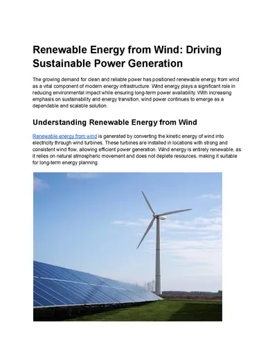 Renewable energy from wind