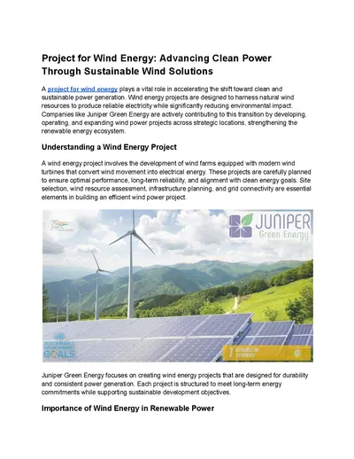 Project For Wind Energy