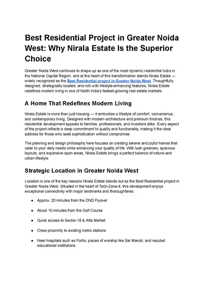 Best Residential Project In Greater Noida West