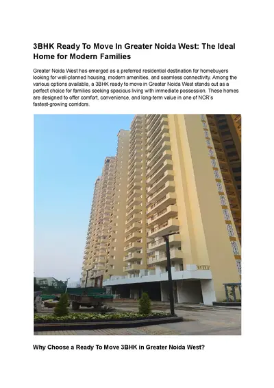 3BHK Ready To Move In Greater Noida West | Nirala World