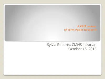 A FAST review of Term Paper Research Sylvia