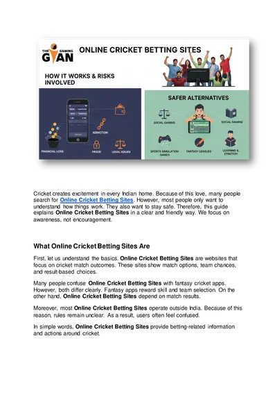 Online Cricket Betting Sites: How They Work, Risks Involved & Safer Alternatives