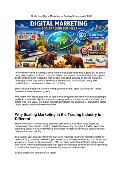 Scale Your Digital Marketing for Trading Business with TMK