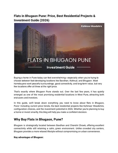 Flats in Bhugaon Pune: Price, Best Projects & Investment 2026