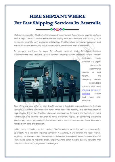 For Fast Shipping Services In Australia