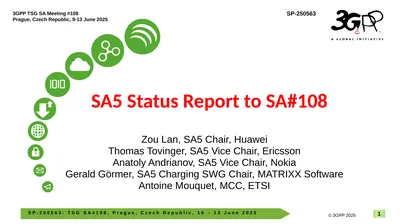 SA5 Status Report to SA#108 Zou Lan, SA5 Chair,