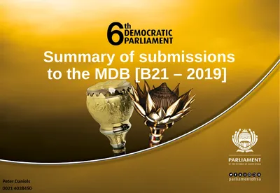 Summary of submissions to the MDB [B21 – 2019]