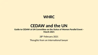 WHRC CEDAW and the UN Guide to CEDAW at UN