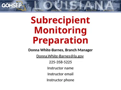 Subrecipient Monitoring Preparation Donna